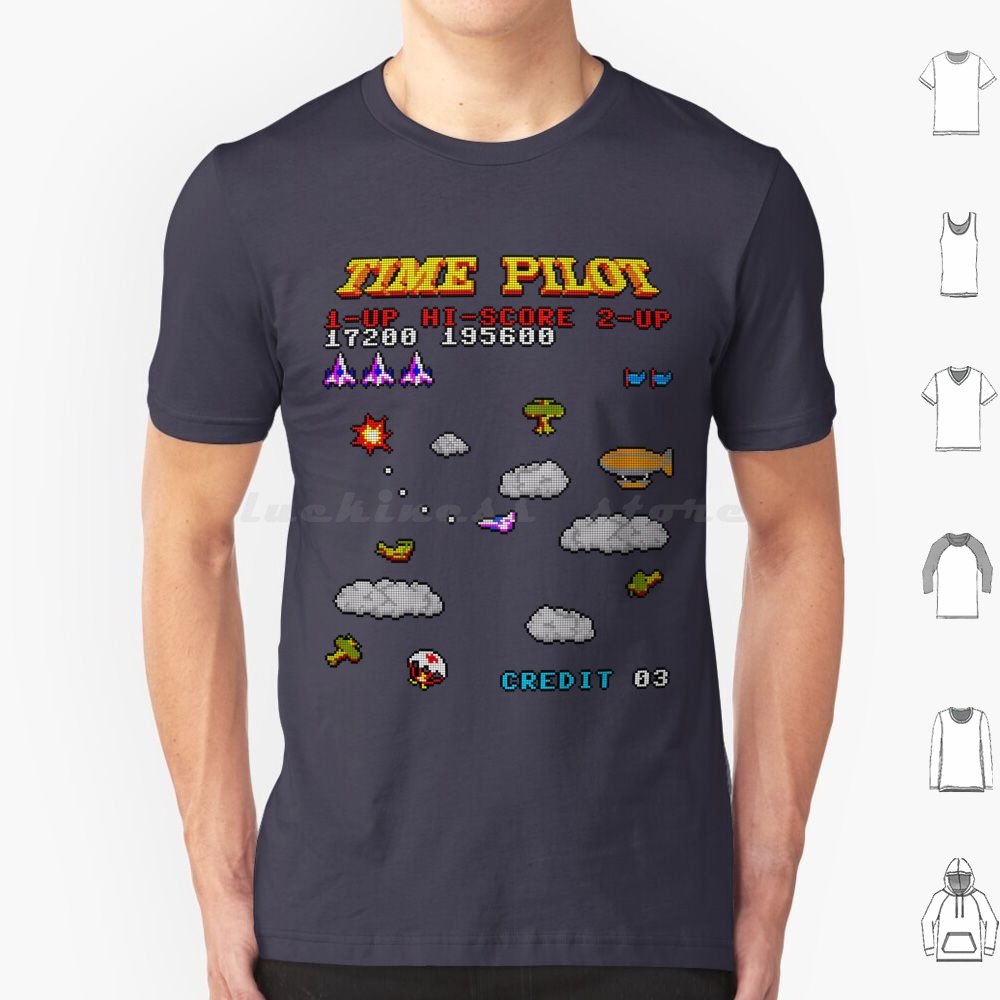 Retro Gaming T Shirt - タイムパイロット 2 Tシャツ綿男性女性 DIY プリントピクセルプレイピクセルアートクラシックゲームレトロゲームマイクロコンピュータコンピュータ