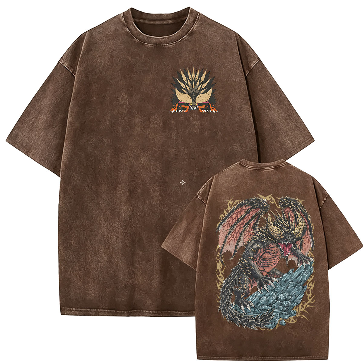 ヴィンテージウォッシュ モンスターハンターグラフィックTシャ - Retro Gaming T Shirt のレビューと価格