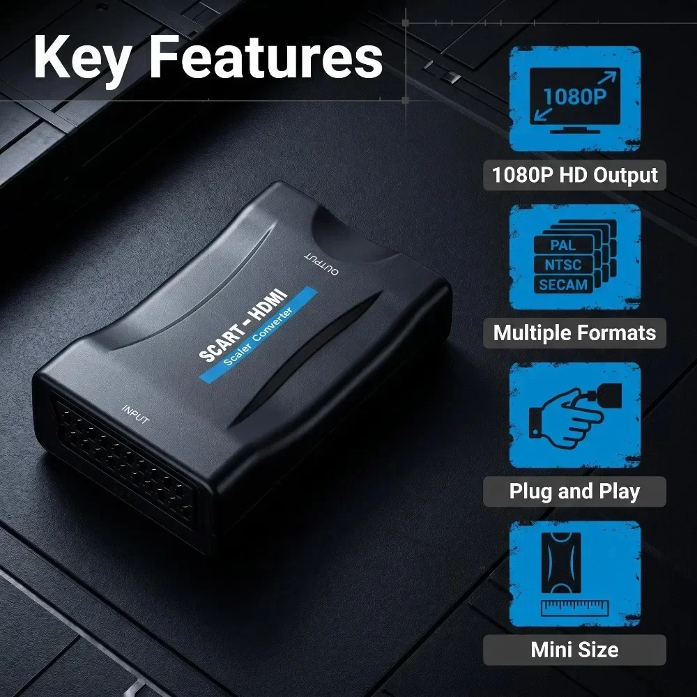 SCART-HDMI変換アダプター。1080Pの高画質映像と - Scart To Hdmi のレビューと価格